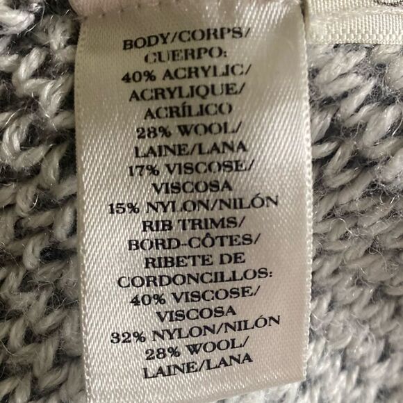 Gray Two Tone Wool Blend Oversized Cardigan Long Flowing Winter Size Small - Picture 9 of 12